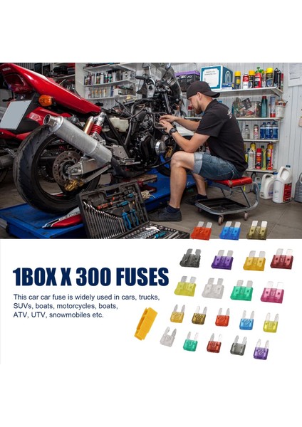 1BOX/300PCS Araba Mini Sigorta Kiti 2A 3A 5A 7 5A 10A 15A 20A 25A 30A 35A 40A Arabalar ve Motosikletler Için Klipli Sigorta (Yurt Dışından) fırsatları