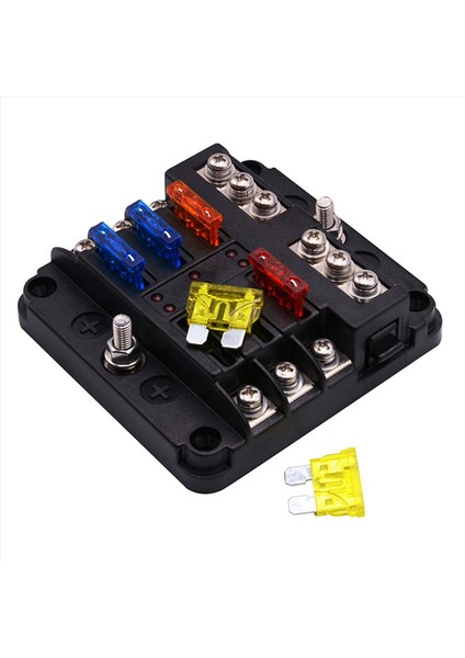 2x 6 Yollu Su Geçirmez Sigorta Bloğu LED Göstergesi ile 12/24V Araba Teknesi Için Negatif Deniz Sigortası Kutusu ile 12 Devreli (Yurt Dışından)