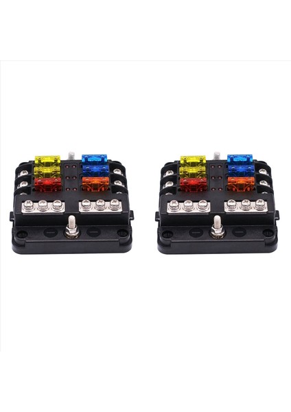 2x 6 Yollu Su Geçirmez Sigorta Bloğu LED Göstergesi ile 12/24V Araba Teknesi Için Negatif Deniz Sigortası Kutusu ile 12 Devreli (Yurt Dışından) fırsatları