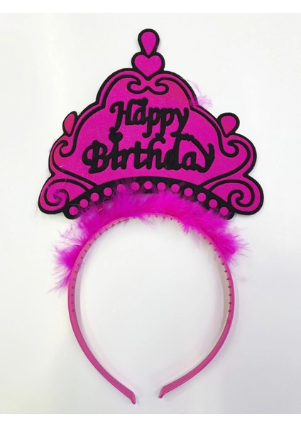 Happy Birthday Yazılı Neon Renk Taç 12 Adet modelleri