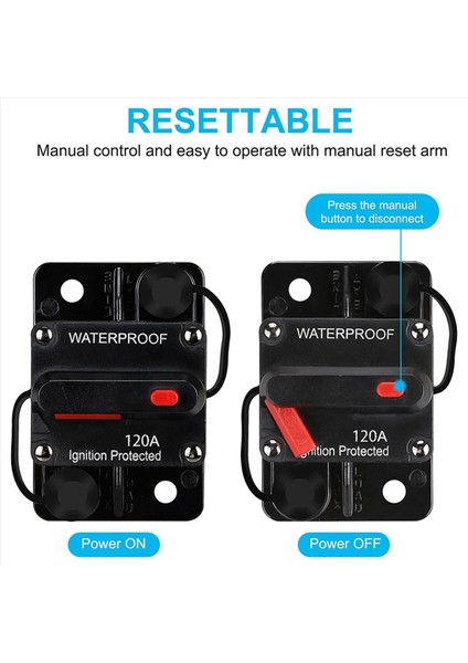 3x Su Geçirmez Devre Kesici Manuel Sıfırlama ile 12V-48V Dc 120A Araba Deniz Trolling Motorları Için Tekne Gücü Koruma (Yurt Dışından) modelleri