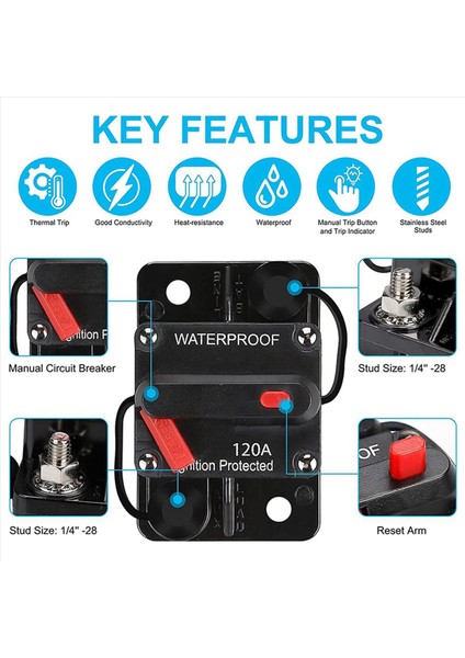 3x Su Geçirmez Devre Kesici Manuel Sıfırlama ile 12V-48V Dc 120A Araba Deniz Trolling Motorları Için Tekne Gücü Koruma (Yurt Dışından) indirimleri