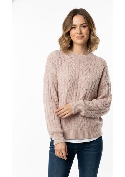 Kadın Saç Örgü Triko Kazak 7395