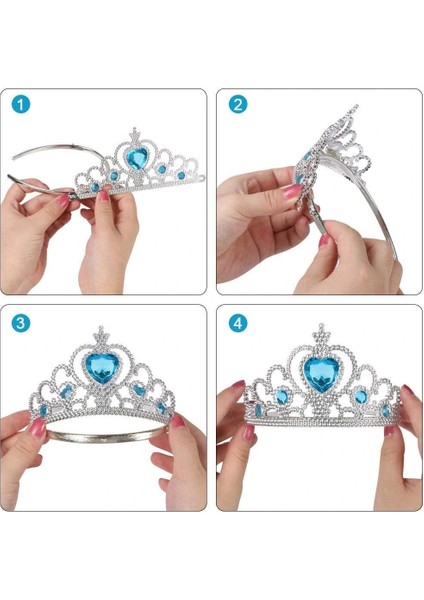 Karlar Ülkesi Mavi Kalpli Taşlı Elsa Tacı modelleri