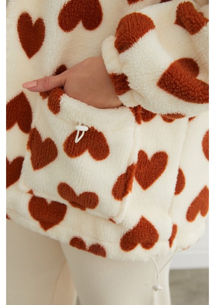 Kalp Desenli Peluş Mont fırsatları