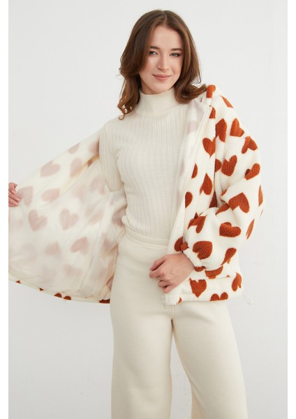 Kalp Desenli Peluş Mont indirimleri