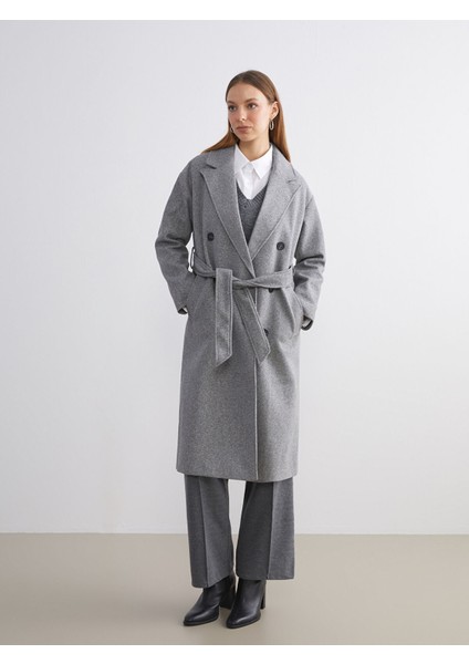 Yeni Sezon Ceket Yaka Kadın Kaşe Kaban