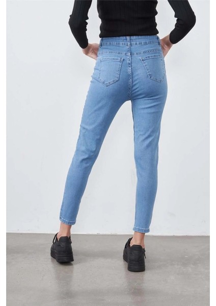 Dar Paça Yüksek Bel Kadın Jean Slim Fit Kot Pantolon – Esnek Denim, Şık Siluet, Günlük ve Ofis Kullanımı Için Mavi - Siyah Renk fiyatları