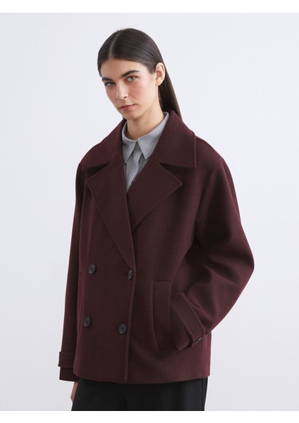 Yeni Sezon Kruvaze Yaka Kadın Kaşe Kaban