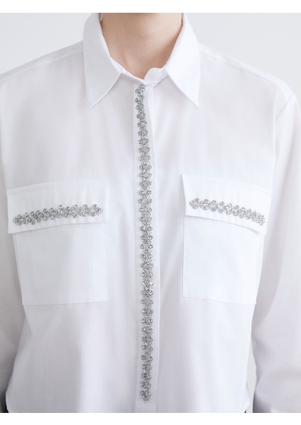 Yeni Sezon Taşlı Oversize Kadın Gömlek modelleri