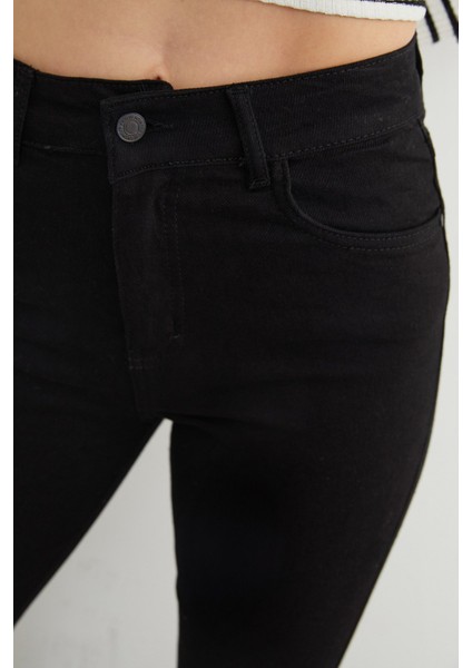 Yüksek Bel Fermuarlı Likralı Flare Jean indirimleri