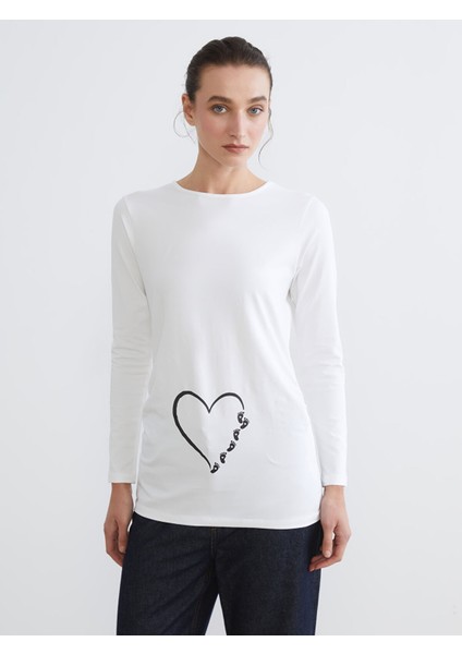 Yeni Sezon Bisiklet Yaka Baskılı Kadın Tişört fırsatları