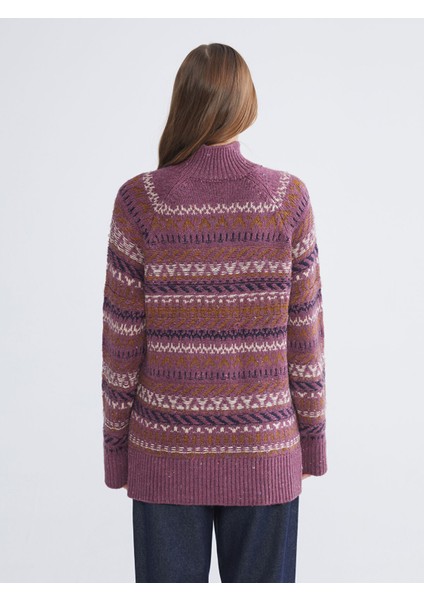 Yeni Sezon Yarım Balıkçı Yaka Desenli Kadın Triko Kazak fırsatları