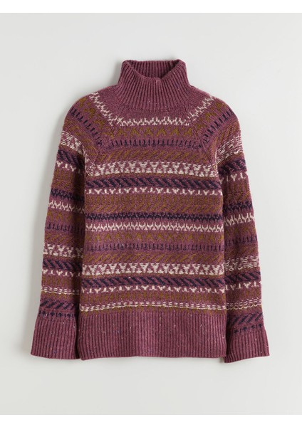 Yeni Sezon Yarım Balıkçı Yaka Desenli Kadın Triko Kazak indirimleri