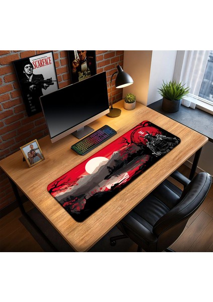 Japon Samuray Görünümlü Oyun Gaming Klavye Mouse Pad Masa Matı 70X30 cm