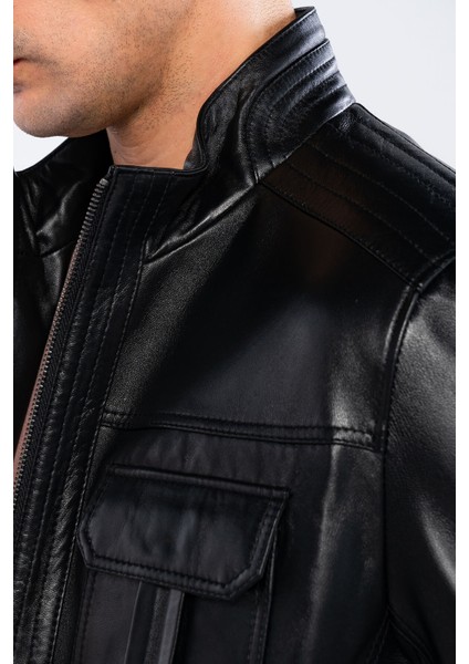 Erkek Hakiki Deri Siyah Deri Mont 415 ER-301 Erk Derı Mont Sıyah Zıg fiyatları