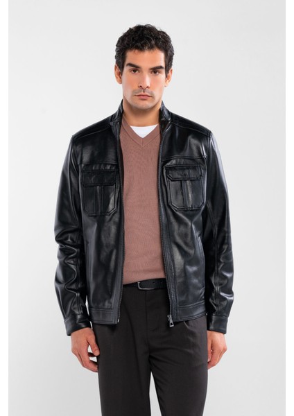 Erkek Hakiki Deri Siyah Deri Mont 415 ER-301 Erk Derı Mont Sıyah Zıg fırsatları