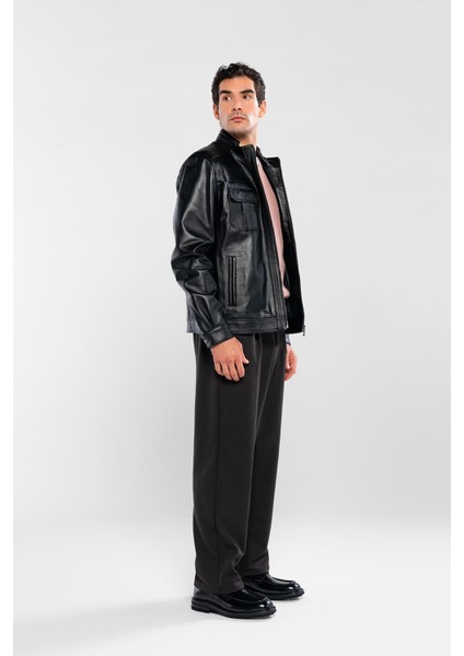 Erkek Hakiki Deri Siyah Deri Mont 415 ER-301 Erk Derı Mont Sıyah Zıg indirimleri