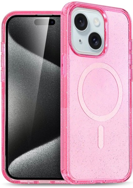 Newface Iphone 15 Plus Kılıf Star Magsafe Kapak - Pembe