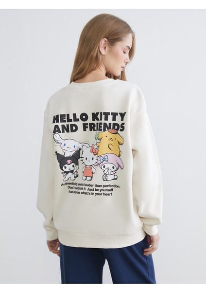Yeni Sezon Hello Kitty Baskılı Oversize Kadın Kalın Sweatshirt fiyatları