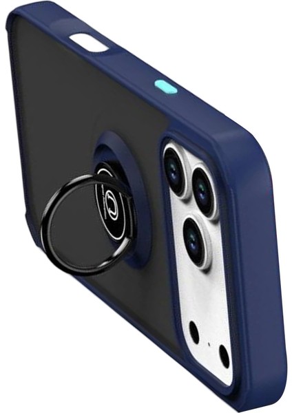 Apple Iphone 17 Pro Montreal Yüzüklü Silikon Kapak - Lacivert modelleri