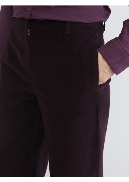 Yeni Sezon Standart Fit Kadife Kadın Pantolon modelleri