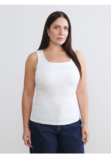 Yeni Sezon Büyük Beden Kare Yaka Kadın Atlet 2'li modelleri