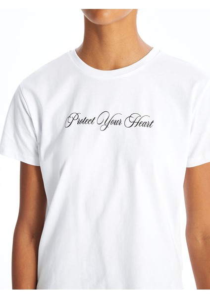 Yeni Sezon Bisiklet Yaka Baskılı Kısa Kollu Kadın Tişört modelleri