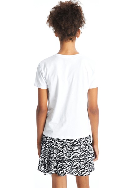 Yeni Sezon Bisiklet Yaka Baskılı Kısa Kollu Kadın Tişört fırsatları