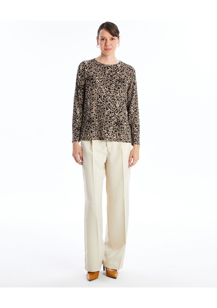 Yeni Sezon Bisiklet Yaka Leopar Desenli Kadın Tişört modelleri