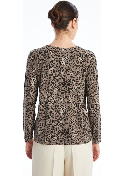 Yeni Sezon Bisiklet Yaka Leopar Desenli Kadın Tişört indirimleri