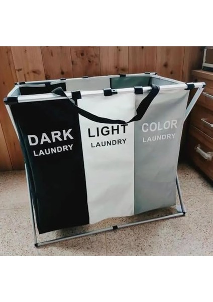 3 Bölmeli Katlanabilir Çamaşır Sepeti – Siyah, Beyaz ve Gri Renklerde, Dayanıklı ve Şık Tasarım, Yıkanabilir Kumaşlı, Gövdeli, 64X42X58 cm Boyutlarında fiyatları