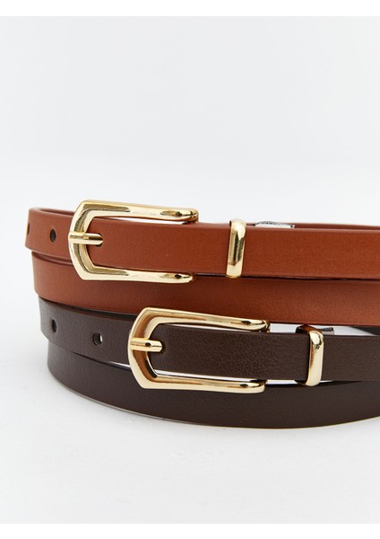 Yeni Sezon Deri Görünümlü Kadın Kemer 2'li fırsatları