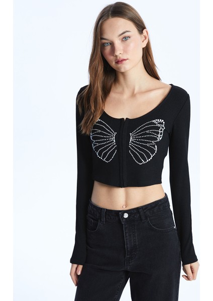 Yeni Sezon Bisiklet Yaka Taşlı Uzun Kollu Kadın Hırka fiyatları