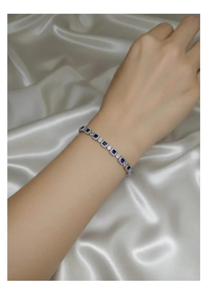 Lacivert Taşlı Zirkonyum Bileklik