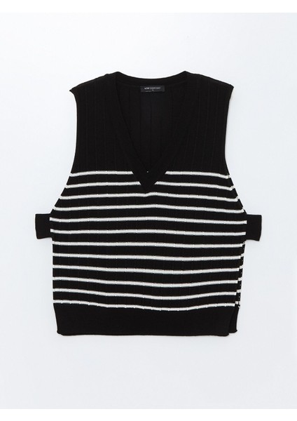 Yeni Sezon V Yaka Çizgili Kadın Triko Süveter indirimleri