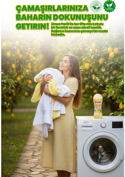 Organik Vegan Granül Limon Çamaşır Yumuşatıcı – Limon Kokulu – 200G (20 Yıkama) Yerli Üretim fırsatları