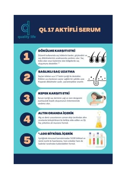 Ql 17 Aktifli Saç Dökülmesine Karşı Serum Alg ve Deniz Yosunu Içerikli Besleyici Saç Serumu fiyatları