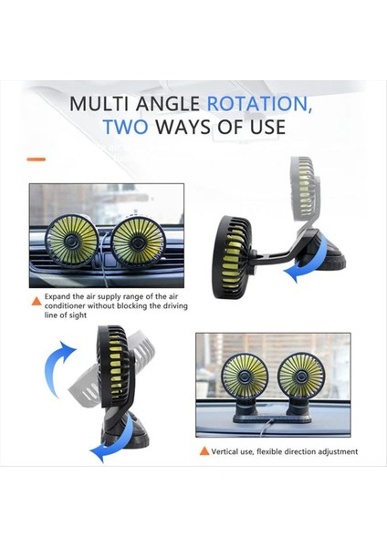 Evrensel Araba Fan Ayarlanabilir Çift Kafa Fan USB Powered 3 Vites Ayarlanabilir Fan Araba Gösterge Tablosu Soğutma Hava USB Fan (Yurt Dışından) indirimleri