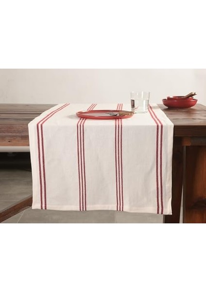 Chantilly Kırmızı Çizgili Pamuk Runner 50X150CM modelleri