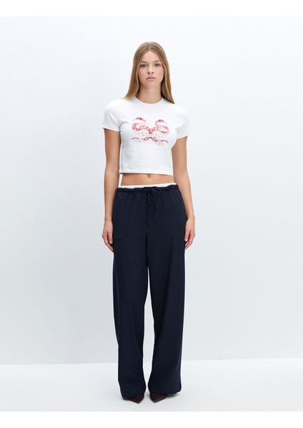 Yeni Sezon Bisiklet Yaka Baskılı Kadın Crop fiyatları