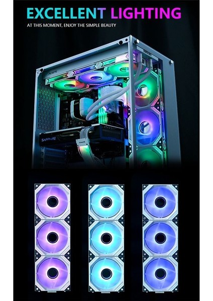 Vaka Fan Argb Bloklar Renk Üçlü Paketi Sessiz Pwm Sıcaklık Kontrol Hızı Düzenleyen Bilgisayar Soğutma Fanı Beyaz (Yurt Dışından) indirimleri