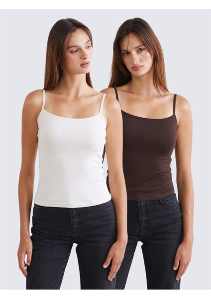 Yeni Sezon Kare Yaka Kadın Atlet 2'li