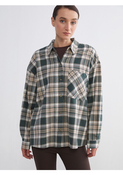 Yeni Sezon Ekose Oversize Kadın Gömlek