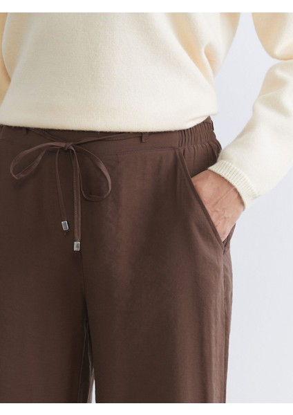 Yeni Sezon Beli Lastikli Geniş Paça Kadın Pantolon modelleri