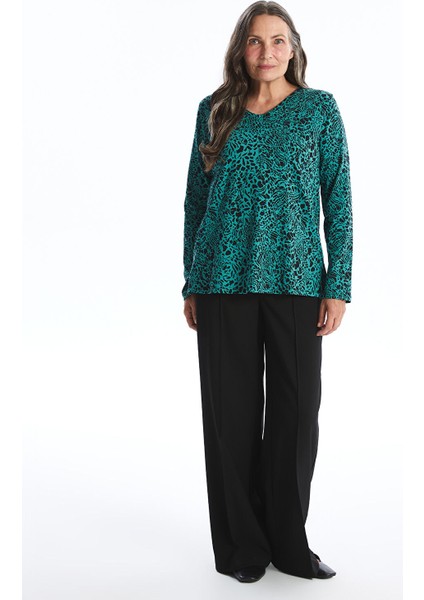 Yeni Sezon V Yaka Desenli Uzun Kollu Kadın Tişört fiyatları