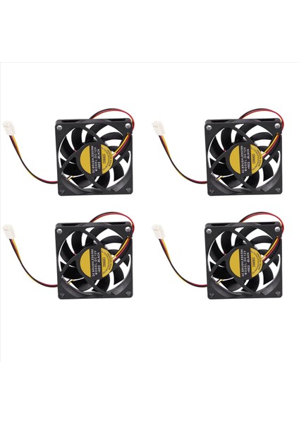 4 Adet 70X70MM 12V 3 Pimli Pc Bilgisayar Kasası Cpu Dc Fırçasız Soğutucu Soğutma Fanı Siyah (Yurt Dışından)