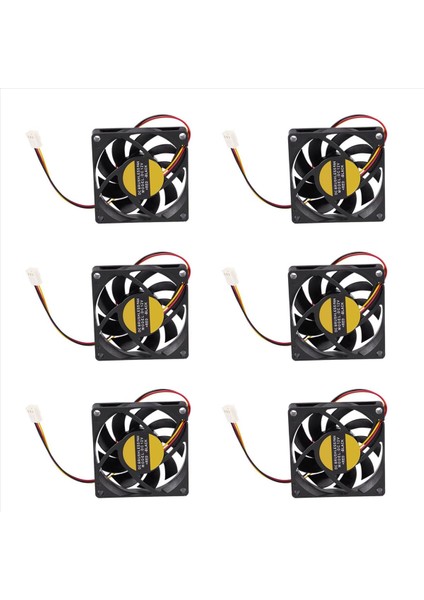 6pcs 70X70MM 12V 3 Pimli Pc Bilgisayar Kılıfı Cpu Dc Fırçasız Soğutucu Soğutma Fanı Siyah (Yurt Dışından)