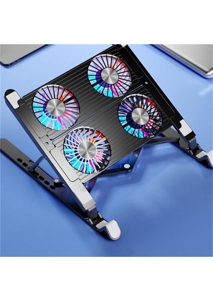 Dizüstü Bilgisayar Soğutucu Dizüstü Bilgisayar Aksesuarları Için Dizüstü Bilgisayar Soğutma Stand Katlanabilir Dizüstü Soğutma Pedi 4 Rgb Sessiz Fanlı (Yurt Dışından)