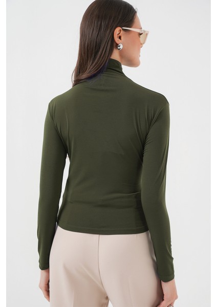 925 Büzgü Detaylı Sandy Bluz - Haki modelleri